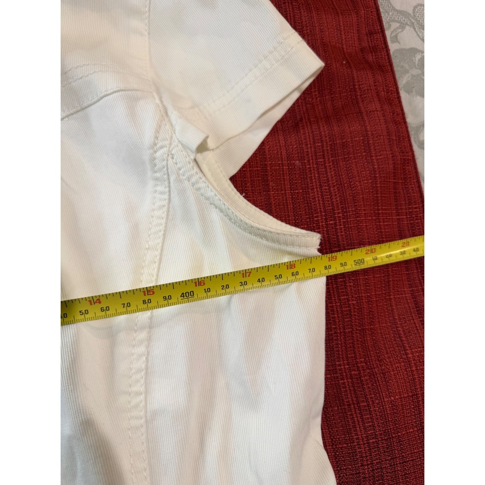 Ann Taylor Loft White Corduroy Short Sleeve Button Up Jacket Size 10 - Picture 4 of 9